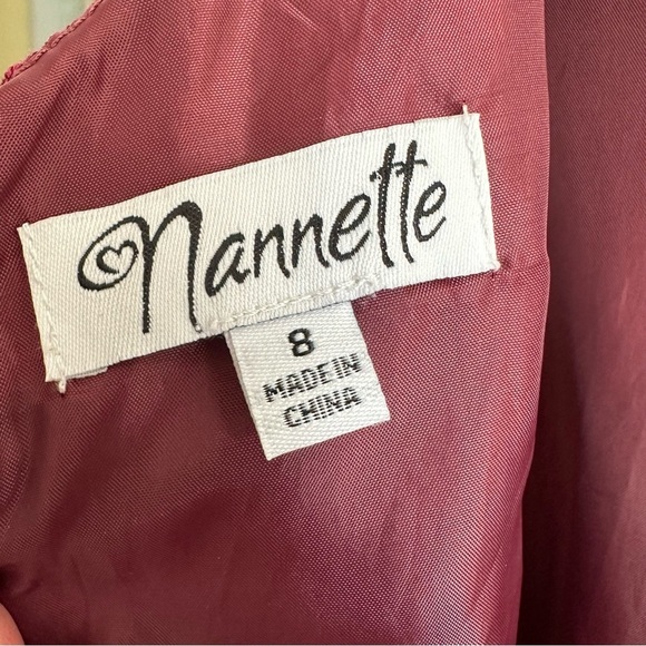 NANETTE Tulle and Lace Sparkly Burgundy Party Dress Flower Girl Princess Size 8 - Picture 10 of 14